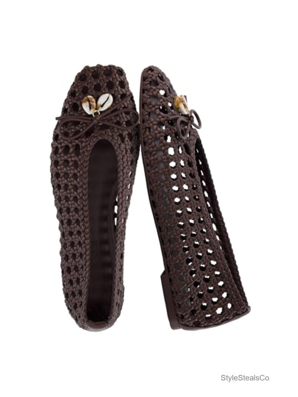 Hand Woven Ballet Flats for Women, Pointed Toe Bow Flats, Memory Foam Cushioning